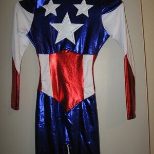 Forplay Women's Petite Star Spangled Hero Catsuit with Stripe Waist